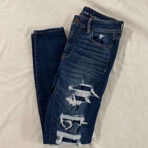 American Eagle 360 Next Level Stretch Patched Destroyed SizeHi-Rise Jegging 4S